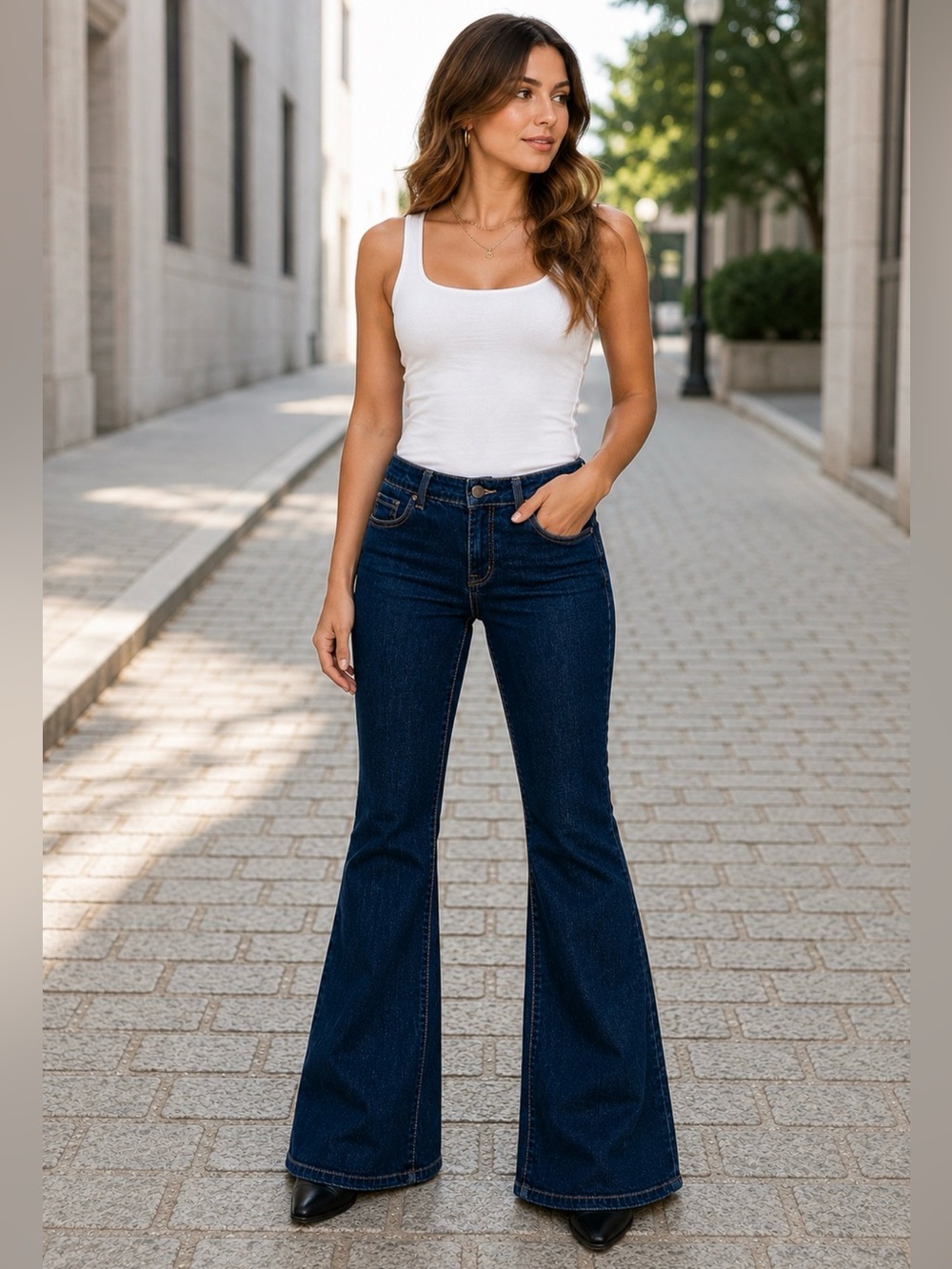 Vertigo Jeans Women’s Embroidered Flare Jeans Dark Wash Y2K Stretch Size 31 - Picture 2 of 9